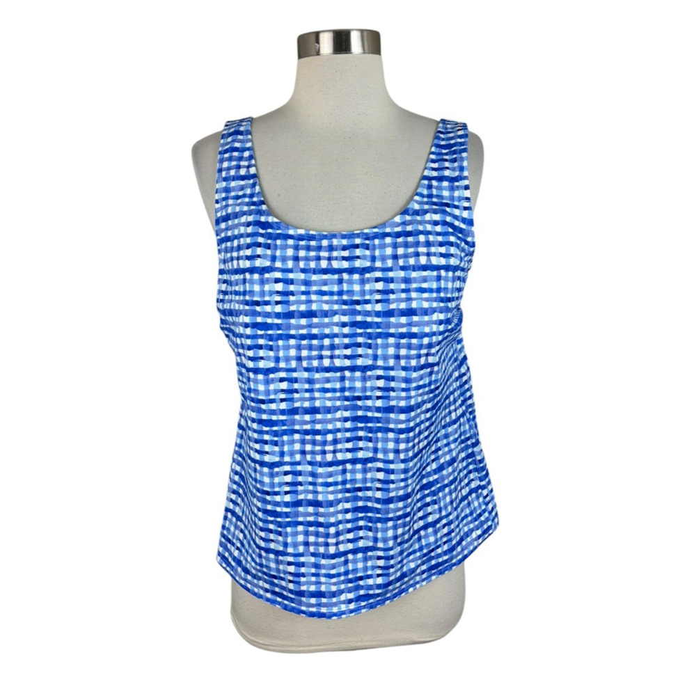 LL Bean NEW BeanSport Swimwear Scoop Neck Tankini Top 14 Blue White Nautical